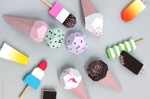 Cornets de glace et esquimau en papier